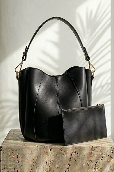 InStyle Pouch Bag with Wallet and Crossbody Strap Black