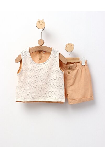 MiniKids Σετ κροπ τοπ Λίλι, μοντέλο μπεζ