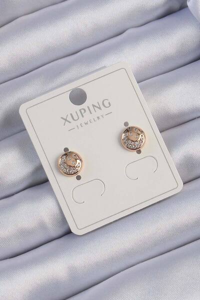 Butik Xuping Rose Color Zircon Stone Reflective Oval Earrings