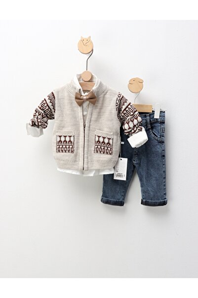 MiniKids Κομψό κοστούμι Ντέιβιντ, μπεζ μοντέλο