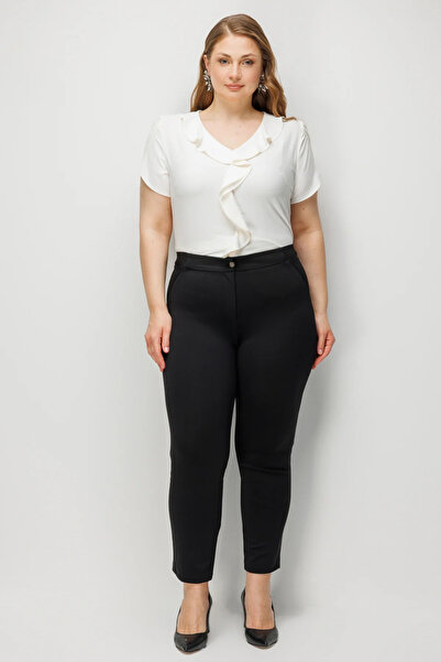 Ekol Thick Elastic Waist Trousers with Side Pockets -4176
