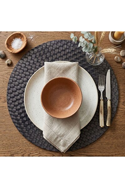 Grand Fine Art 2 τεμάχια δερμάτινα αμερικάνικα σερβίτσια με πλεκτό σχέδιο, μα...