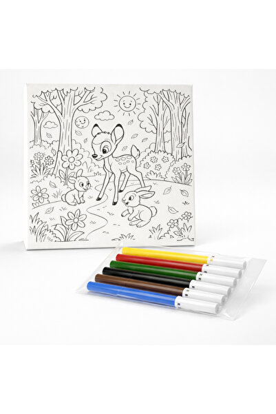 Paint Clear Boyanabilir Tuval 30x30 cm –Desenli Eğitici Boyama Seti (6 Renk K...