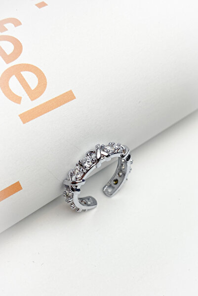 roshel Steel Ring with Heart Stone Elegant Design Gold Color