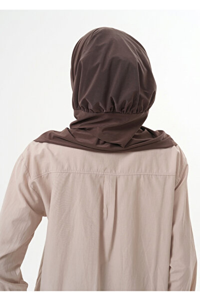 Alivascarf Ready-To-Wear Practical Snap-On Shawl Sandy - Snap-On Hijab Women's Shawl Brown
