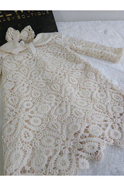 Elwirababyboutiqe υφαντό βαμβακερό φόρεμα με δαντέλα κοπανάκι βίντατζ