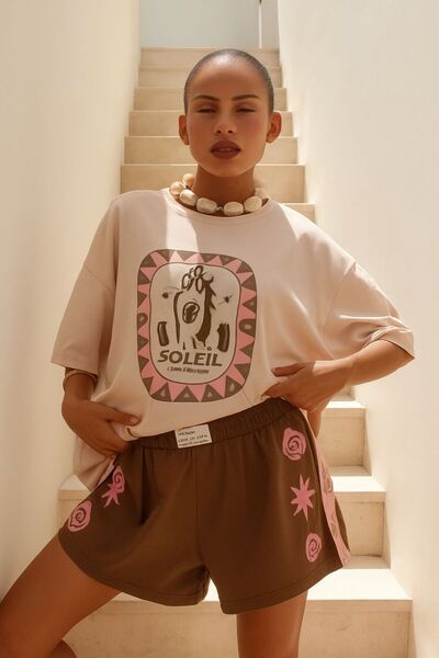 E-ROMA Μπλουζάκι με στάμπα TIBRAIL, Oversize Unisex T-shirt 2PV1