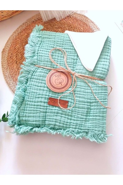 DİĞER1111 Muslin 4 Layer Blanket (Boxed) Green
