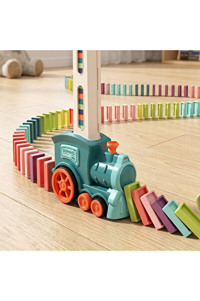 Destello ®   Αυτόματο τρένο ντόμινο, 120 πολύχρωμα ντόμινο, Πλαστικό, Μπλε, 2...