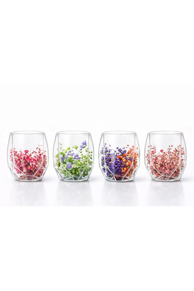 Livenda Double Glass Flowered Cup Liv471