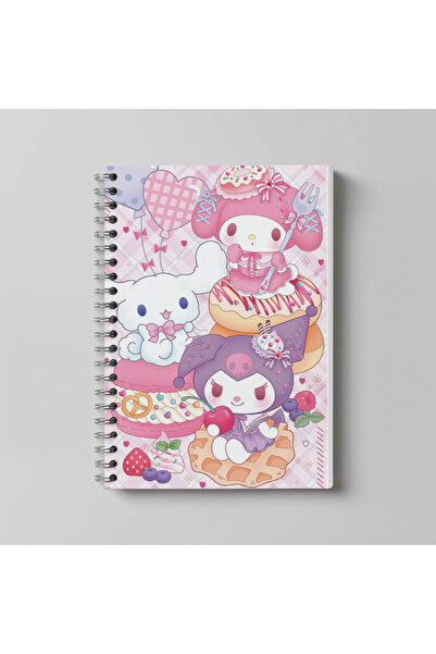 nihonwosekai Sanrio Kuromi Cinnamoroll Melody Purin Anime Notebook A4 Size 60...