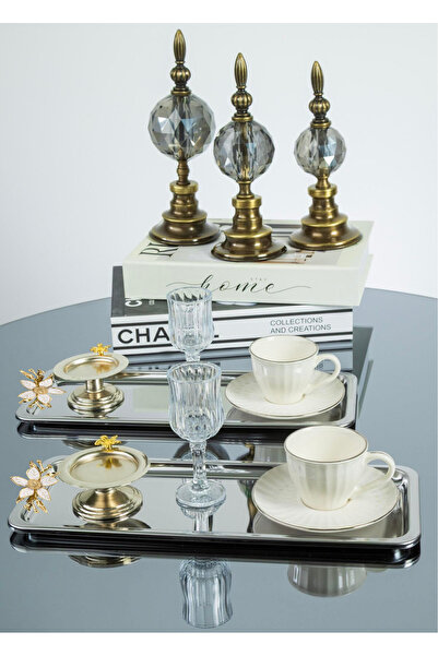 AHİR TİCARET 2-Piece Luxury Stainless Steel Baton Presentation Tray with Dais...