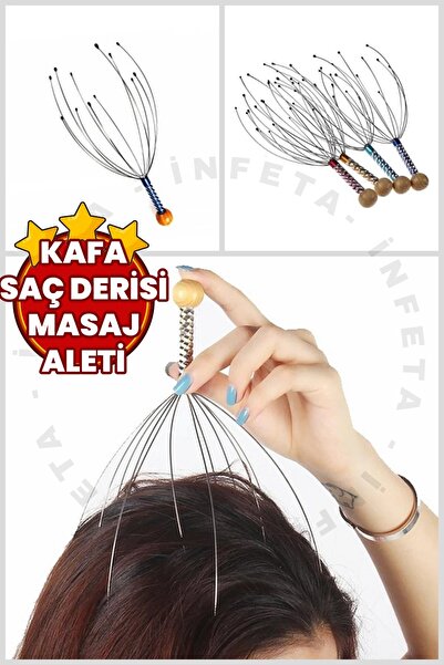 İnfeta Kafa Saç Derisi Masaj Aleti-Baş Boyun Kafa Masaj Teli Saç Kaşıma Teli