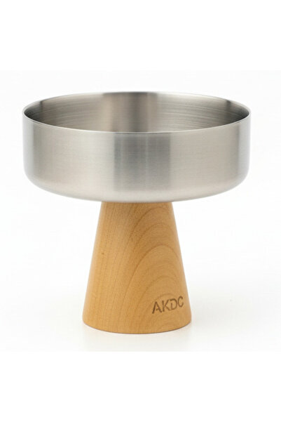 AKDC Premium Wooden Base Silver Metal Dessert Cup for Stylish Dessert Serving...