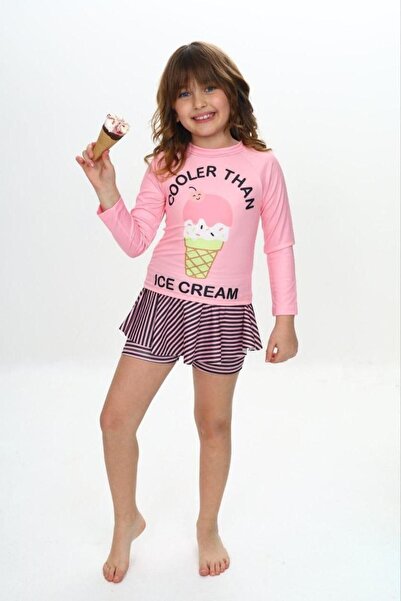 ARBİ kids Κοριτσίστικο σετ παγωτού με λεπτομέρειες, ροζ σορτς φούστα, αντηλια...