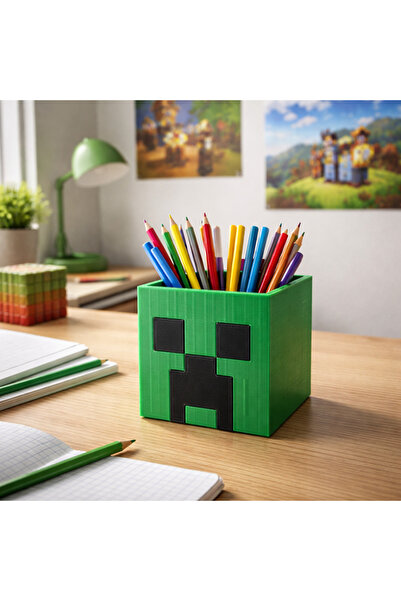 Root Made Minecraft Creeper Kalemlik Oyun Temalı Masaüstü Kalemlik Dekoratif ...