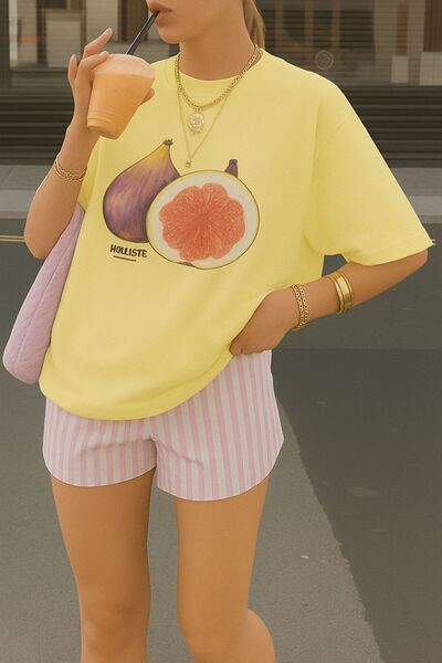 DM DOLCE MORE Μπλουζάκι με στάμπα σύκα, oversized unisex μπλουζάκι 2PV1