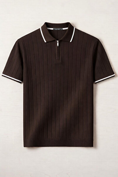 legends butik Tricou pentru bărbați din tricotaj cu nervuri, cu guler polo – ...