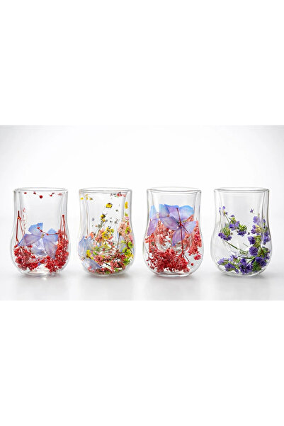 Livenda Double Glass Flowered Cup Liv470