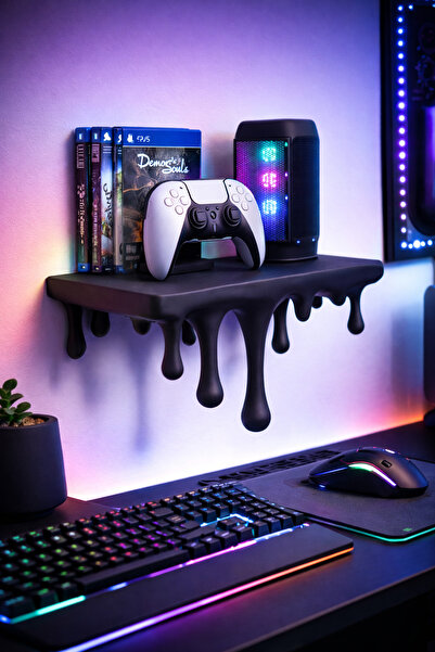 FOAMGREEN Gaming Odalarına Özel Dekoratif Raf - Modern Duvar Rafı - Oyuncu Od...