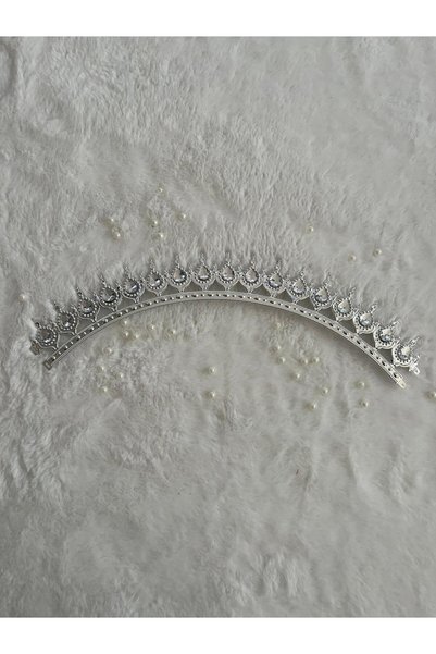 WORDAKS Luxury Silver Crown Henna Engagement Bridal Crown – Stone-Studded Showy Princess Crown 13 cm