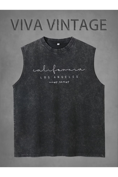 valeriae Ανδρικό αμάνικο μπλουζάκι της σειράς Premium με vintage εφέ και άνετ...