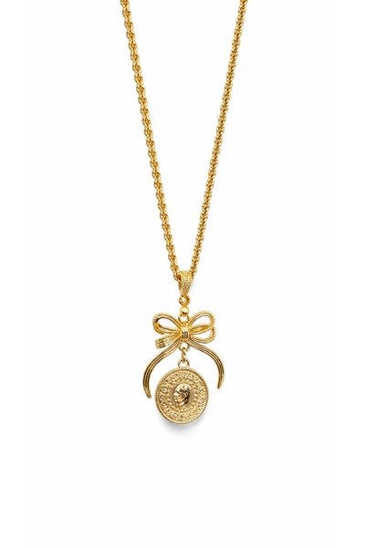 Vipfoni Gold Color Ceyraklı 60 cm Twisted Chain Bow Necklace