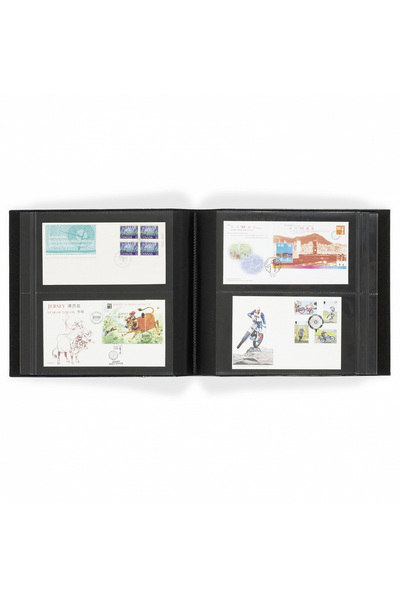 Leuchtturm Fdc, Envelope and Postcard Album 200 Pieces Capacity Large Format with Cassette Tape Navy Blue