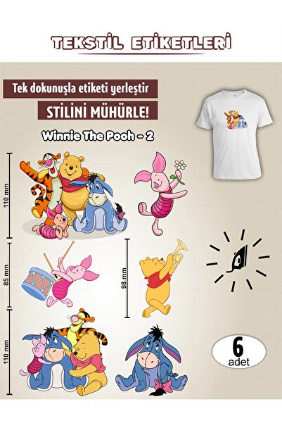 AGG Reklam Ütü ile Yapışan Kıyafet Etiketi Winnie The Pooh -2 6Lı Set