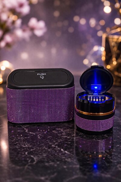KESKİN SOUND Taşlı Araç İçi Çöp Kutusu & Küllük Seti – Kristal Kaplama Lüks T...