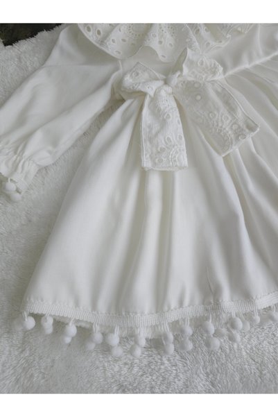 Elwirababyboutiqe فستان مزين بالفيستو والبوم بوم