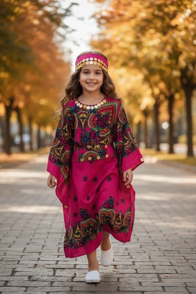 MODA Yöresel Hemavi Çocuk Elbise Şal ve Kuşak İçinde