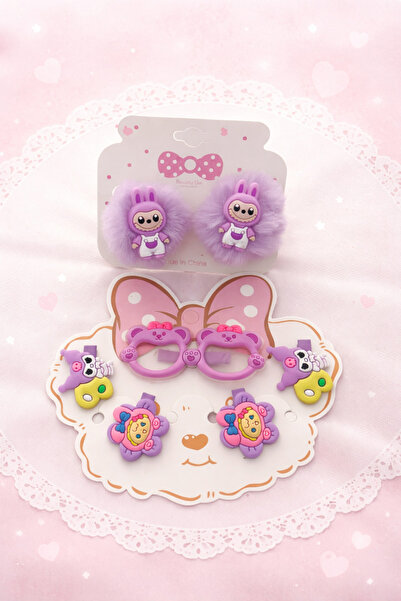 KZNovaStyle Cute Figured Plush Girls' Hair Clip Set – Colorful Clips & Elasti...