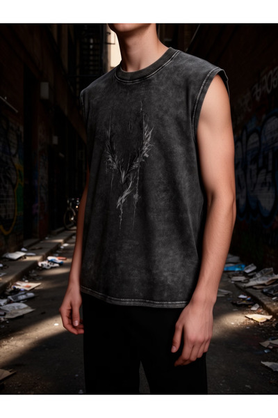 valeriae Ανδρικό αμάνικο μπλουζάκι της σειράς Premium με vintage εφέ και άνετ...