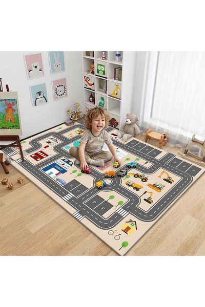 Destello ®   Χαλάκι παιχνιδιού με σχέδιο πόλης και χώρου στάθμευσης αυτοκινήτ...