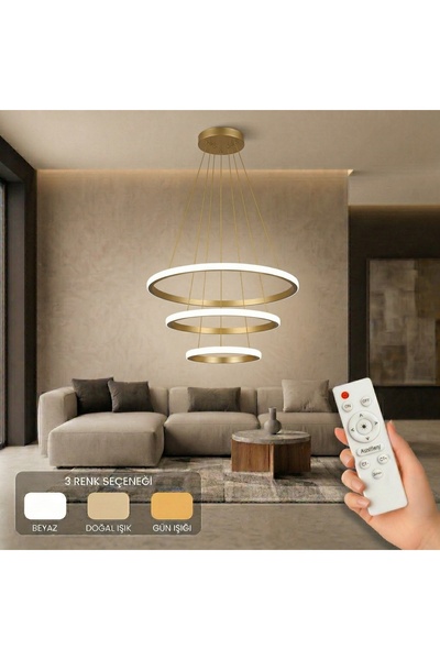 AvizeGO Rizon 3’lü LED Sarkıt Avize 3 Renk Kumandalı