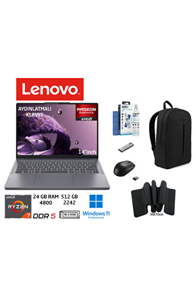 LENOVO Ideapad Slim 3 Amd Ryzen 7 170 Cpu 24 GB 512 Gb W11 PRO 14 Inç 83K6006...