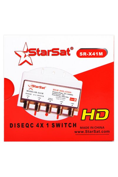 STARSAT SR-X41M DiSEqC Switch | 4-Port Satellite Signal Switch for LNBs