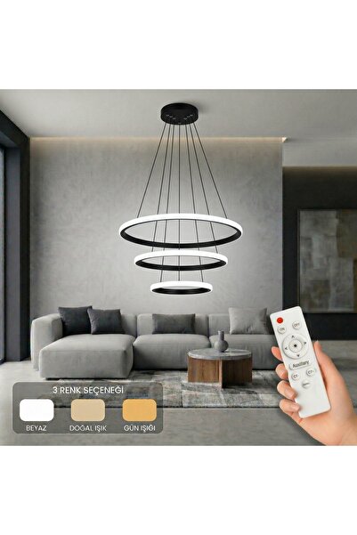AvizeGO Rizon 3’lü LED Sarkıt Avize 3 Renk Kumandalı