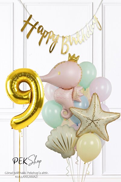 PEKSHOP Retro under the Sea Theme 9Th Birthday Party Set with Seahorse, Starf...