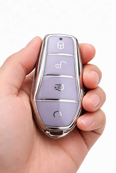 GMA KEYS Θήκη προστασίας κλειδιού Byd Atto 3 και Seal U Smart Nano, Λιλά Ασημ...