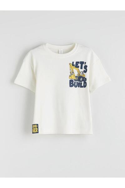 LC Waikiki Tricou pentru băiat cu imprimeu ecru pentru copii LCW