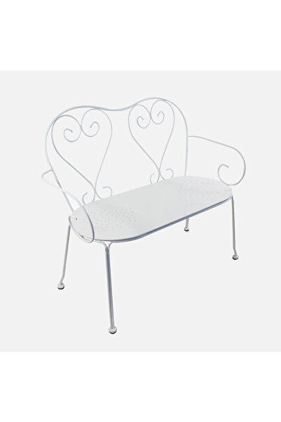 ENLIS Metal Bahçe Bankı Beyaz 106 cm Döküm Çelik Balkon Teras Bahçe Şık Dayan...