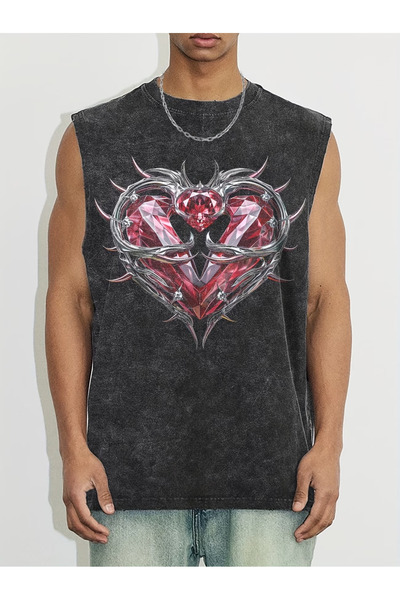 valeriae Ανδρικό αμάνικο μπλουζάκι της σειράς Premium με vintage εφέ και άνετ...