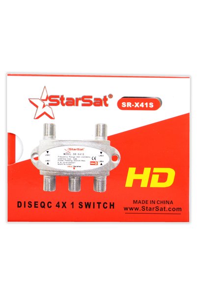 STARSAT SR-X41S DiSEqC Switch | 4-Port Satellite Signal Switch for Multi-LNB Setup