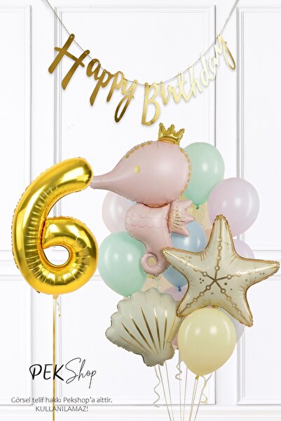 PEKSHOP 6 Year Old Retro Undersea Theme Birthday Party Set with Seahorse, Sta...