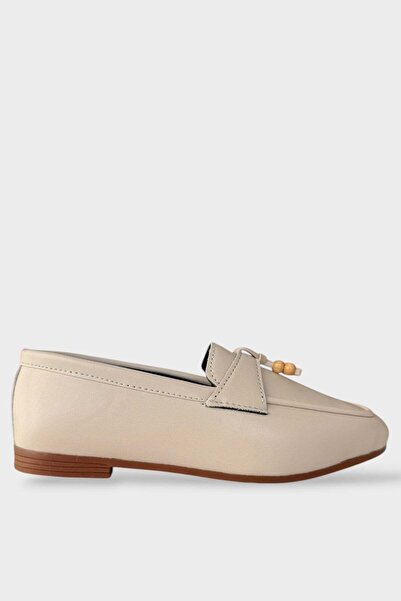 Liger Tassel Detail Stylish Daily Women's Ballerinas Cream