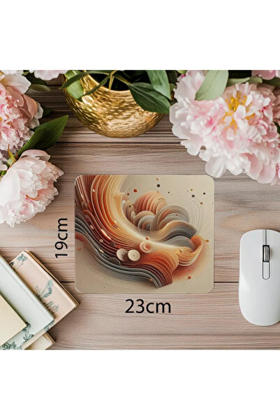 Empressco Mousepad ondulat oval portocaliu și bej - 19x23 cm 2 mm dreptunghiu...