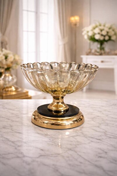 Monoart Μοντέρνας σχεδίασης μεταλλική βάση, γυάλινη φρουτιέρα & διακοσμητικό ...