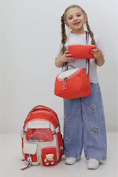 Probag Σετ σχολικών τσαντών για κορίτσια 3 τεμαχίων, θήκη για στυλό, βελούδιν...